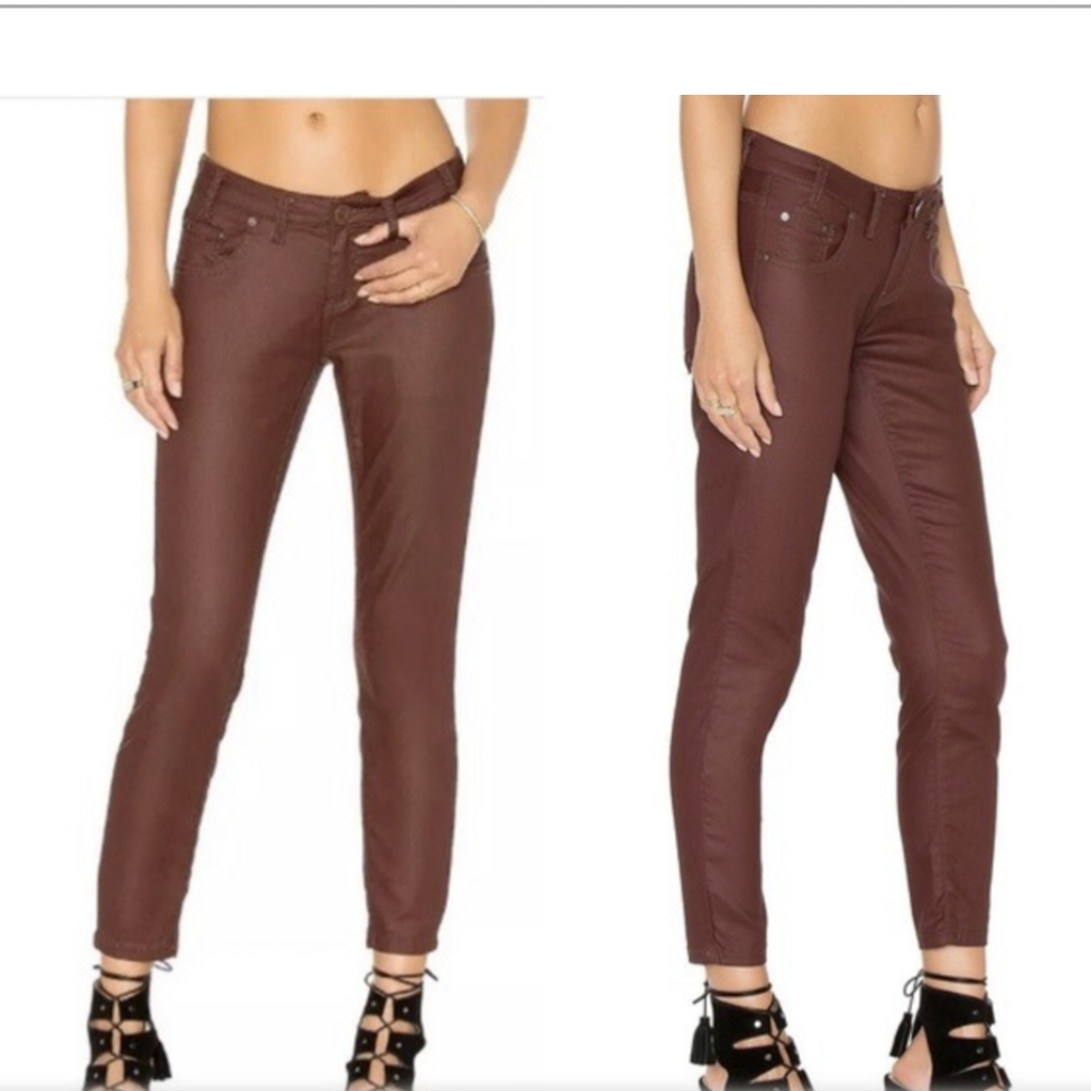 One x OneTeaspoon Freebird II Jeans Low Waist Fitted Leg Bordeaux Size 25 EUC